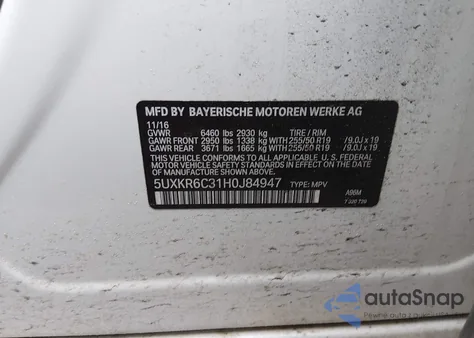 2017 BMW X5 xDrive50I z USA, uszkodzony, nr VIN 5UXKR6C31H0J84947